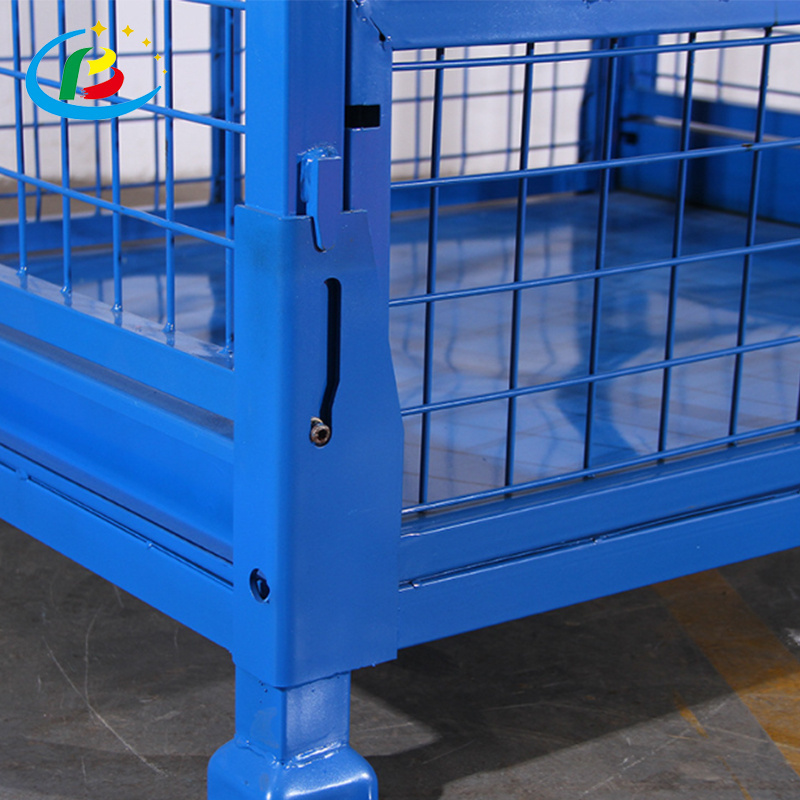 Heavy Duty Folding Lockable Steel Foldable Logistic Wire Container Stackable Storage Steel Container Cages