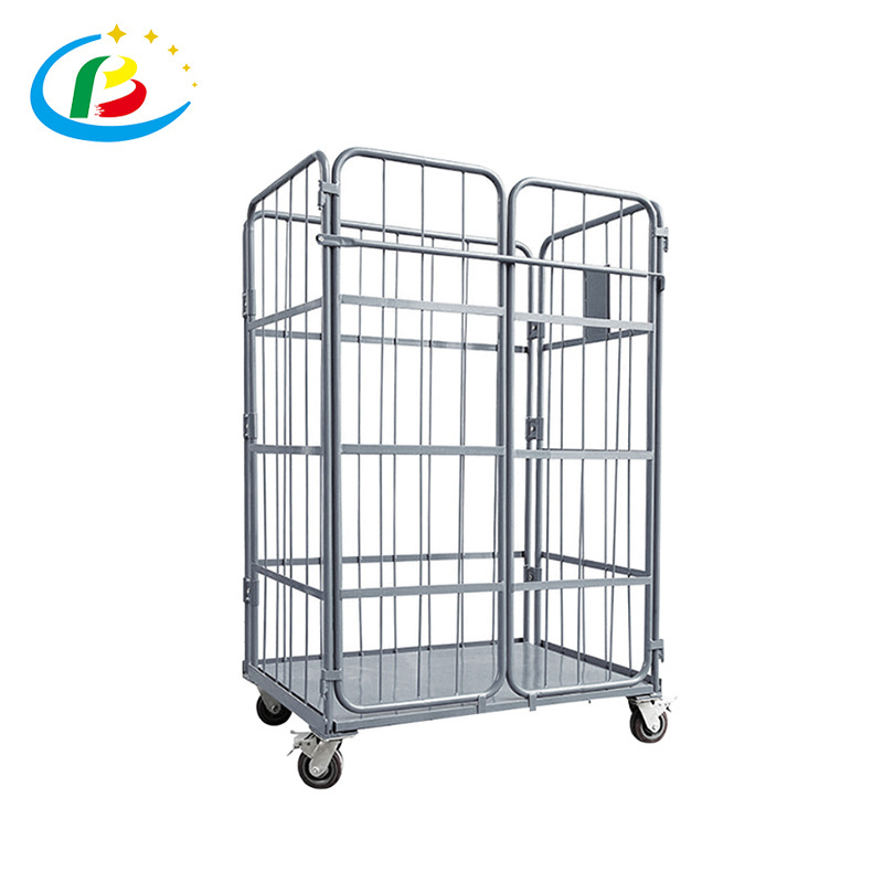 Logistic Metal Supermarket Industrial Welded Durable Cargo Nesting Storage Warehouse Handling Roll Containers with Wheels