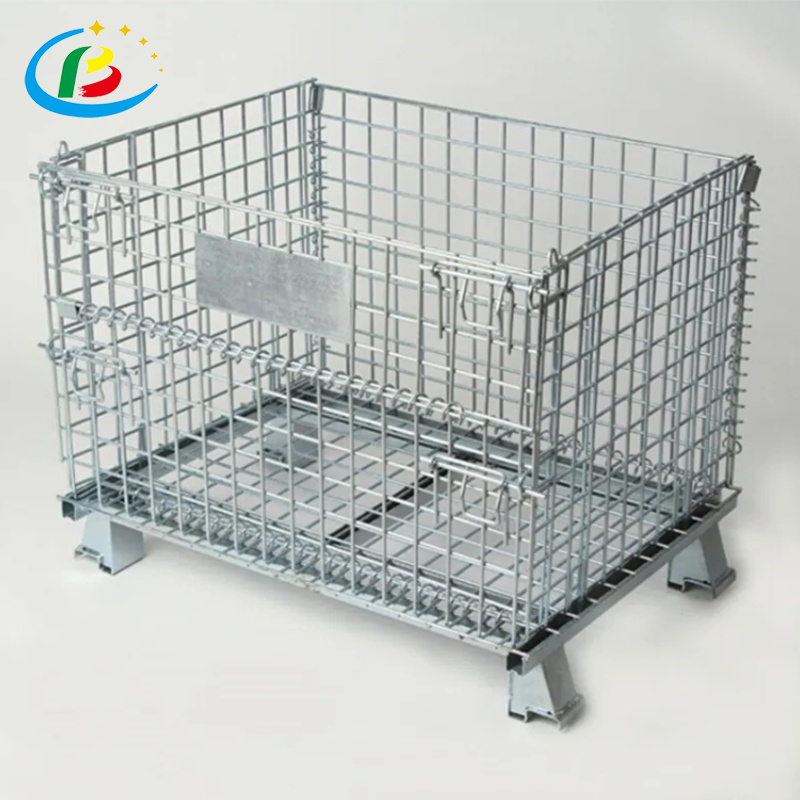 Collapsible Cage Pallet, Foldable Stillage, Warehouse Steel Stillage Metal Pet Preform Wire Mesh Storage Container