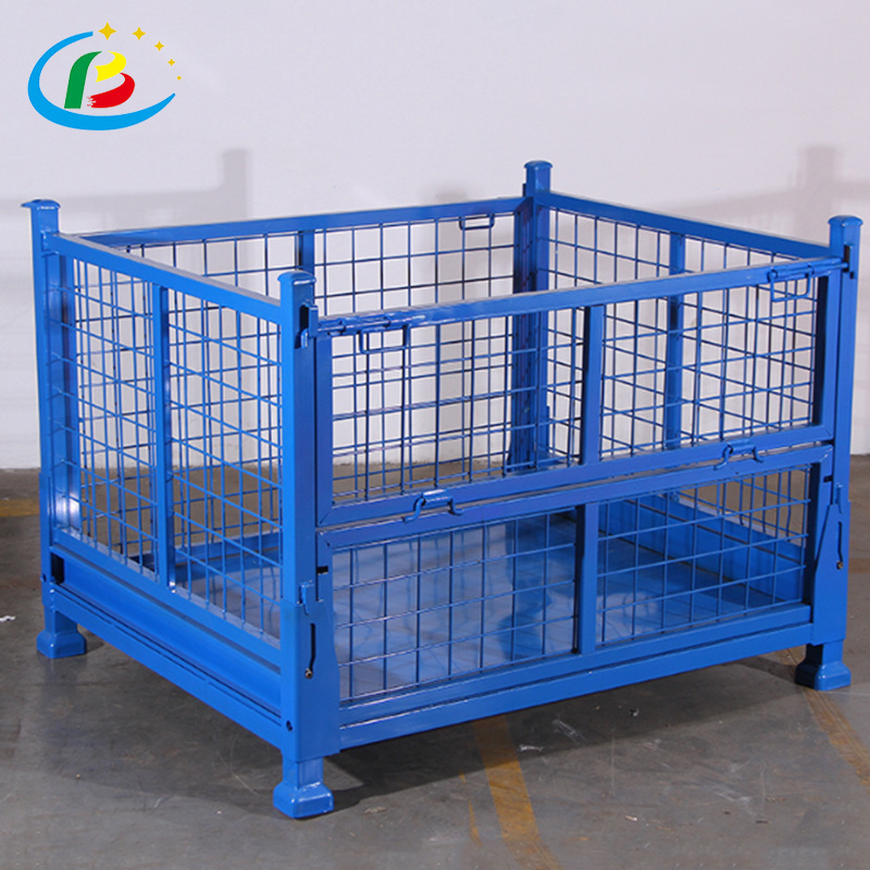 Heavy Duty Folding Lockable Steel Foldable Logistic Wire Container Stackable Storage Steel Container Cages