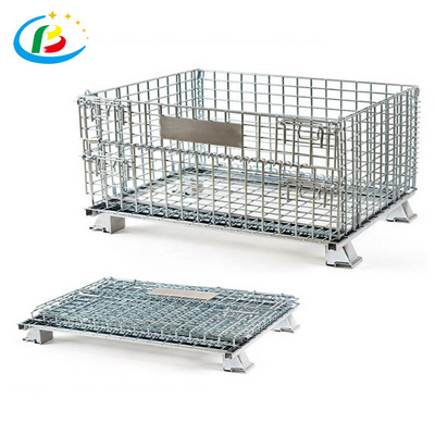 Collapsible Cage Pallet, Foldable Stillage, Warehouse Steel Stillage Metal Pet Preform Wire Mesh Storage Container