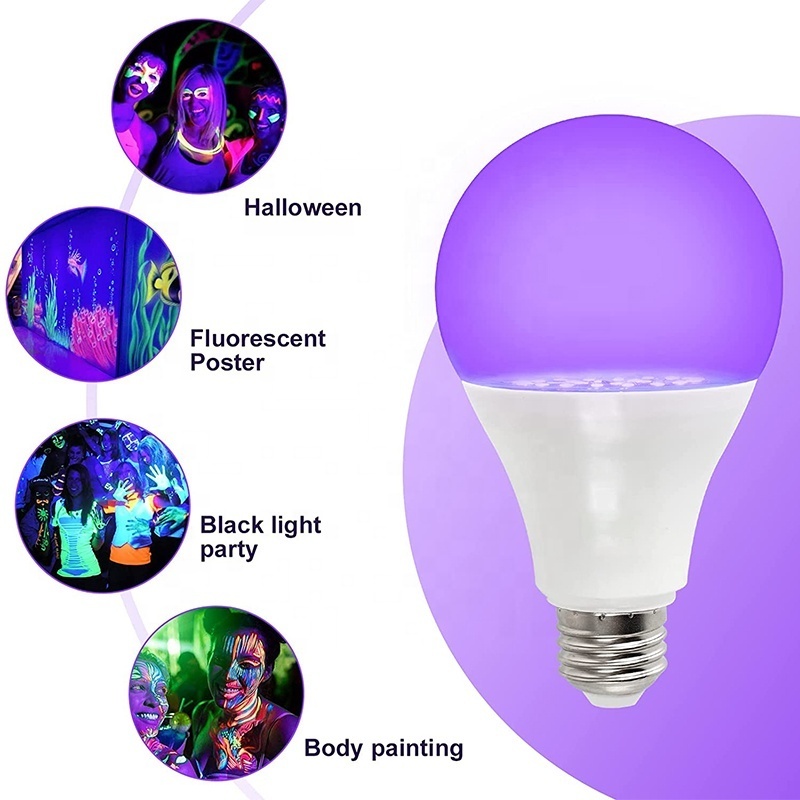 Uv Led Black Bulb 9W Non-Dimmable Fluorescence Lighting 395Nm Halloween Decor Lighting With High Quality