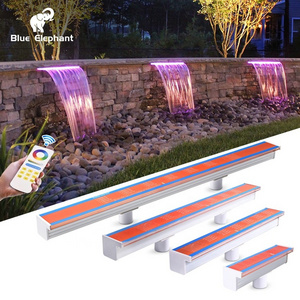 Outdoor Wall Hanging Fountain Spillway Dc12V Led Lighting Artificial Swimming Pool Waterfall Designs Sheer Descent Cascade