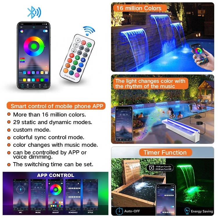 Factory Direct Supply Cheap Price Aquarium Rgb Light Stainless Steel Swimming Portable Pool Waterfall