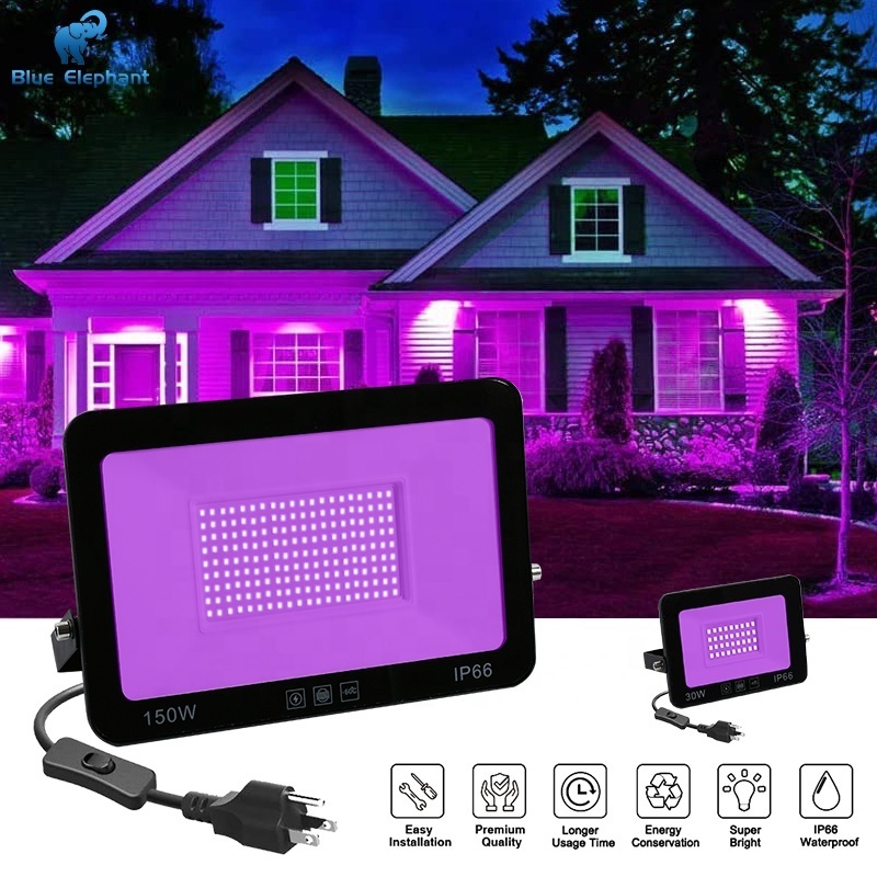 New Design UV Flood Light 365NM Purple Stage Lighting IP66 Waterproof for Dance Party Body Paint Black LED Flood Light UV