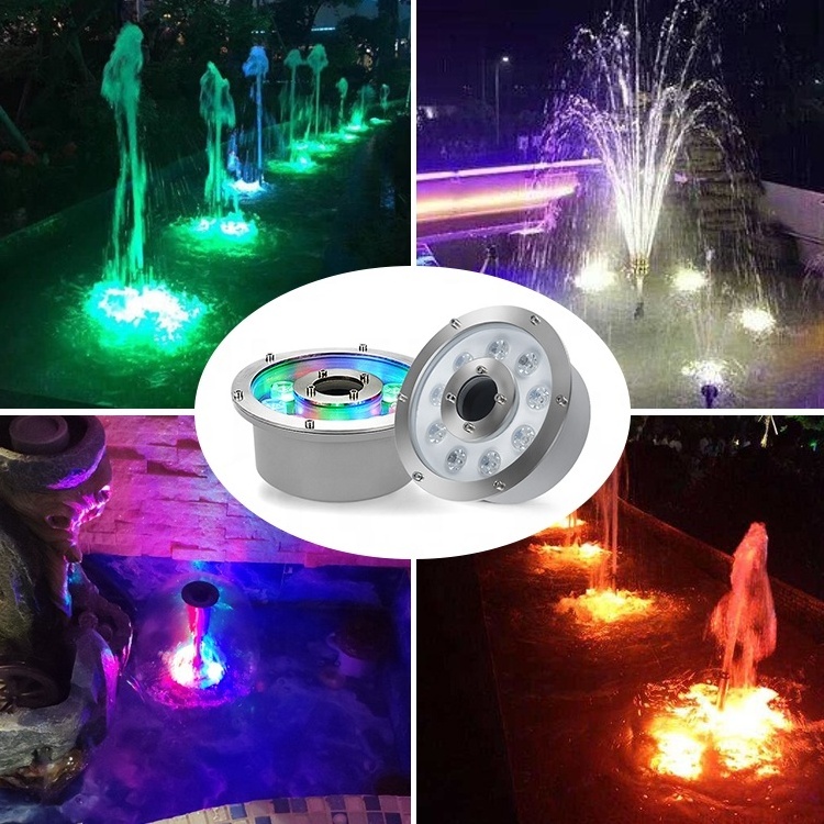 Ip68 Waterproof Underwater Lamp 12V 24V Rgbw Color Change Led Submersible Fountain Ring Nozzle Lights