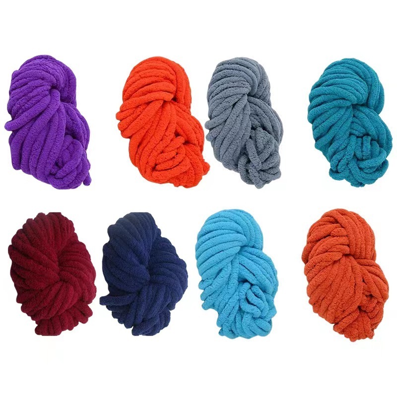 Wholesale Customized Hand Knitting Super Thick Polyester Big Roll Chunky Chenille Yarn for Blanket