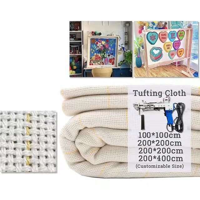 drop shipping white embroidery roll cotton poly carpet backing tufting fabric primary monks tufting cloth for tufting gun