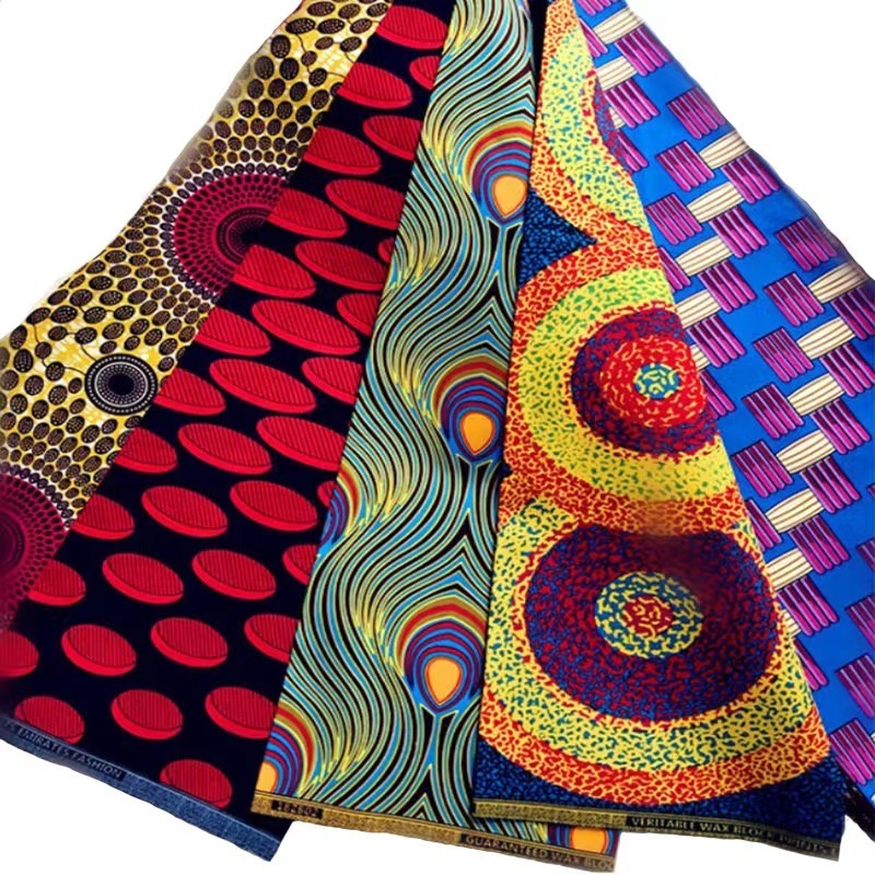 Factory wholesale African blue ankara printed wax fabric 100% polyester double side wax printed cloth fabric for home textile