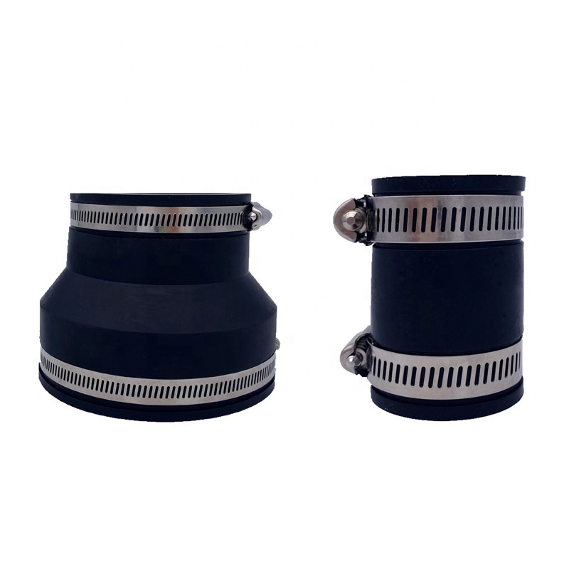 flex pvc rubber drain pipe couplings with Stainless Steel Clamps