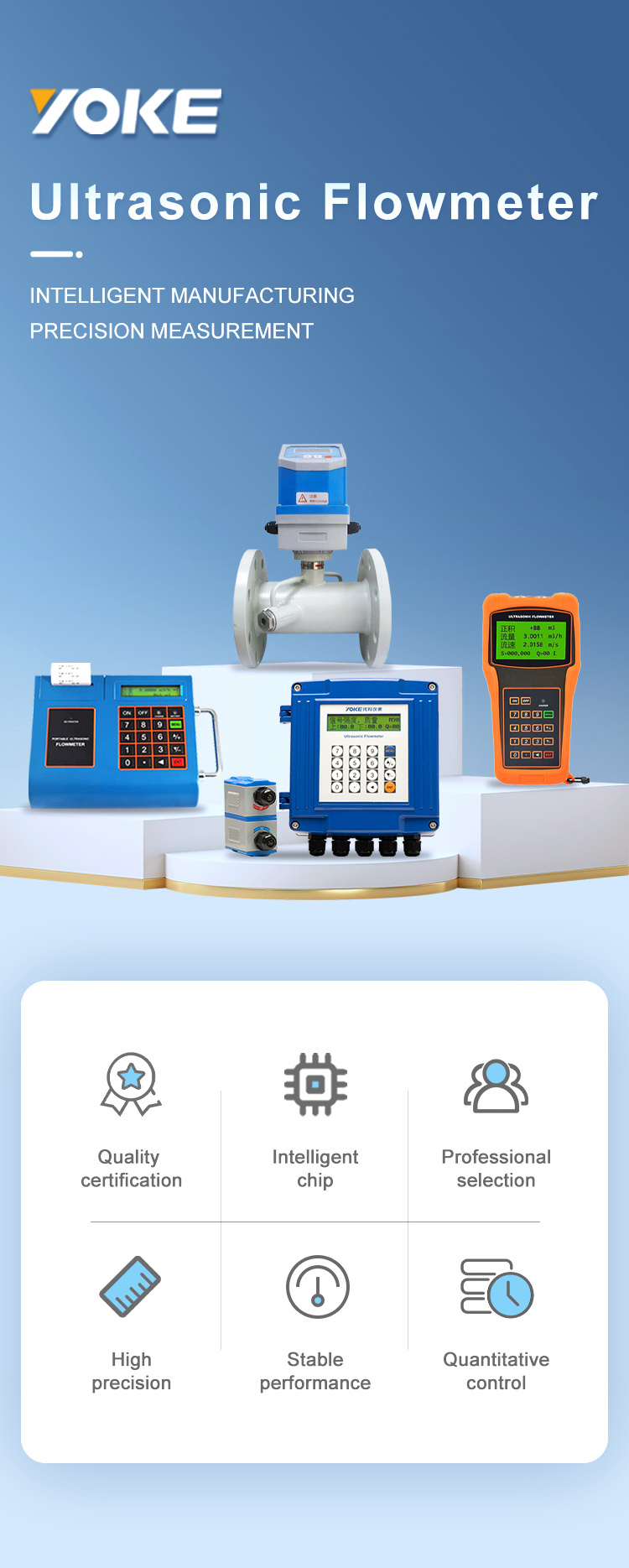 Modular Type Ultrasonic Water Flow Meter Clamp on Ultrasonic Flow Meter