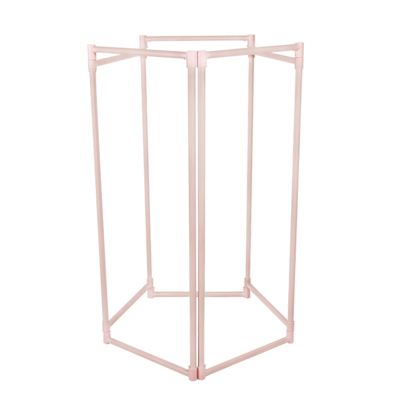 Boutique pink metal aluminum pole clothes hanger stand rack for indoor