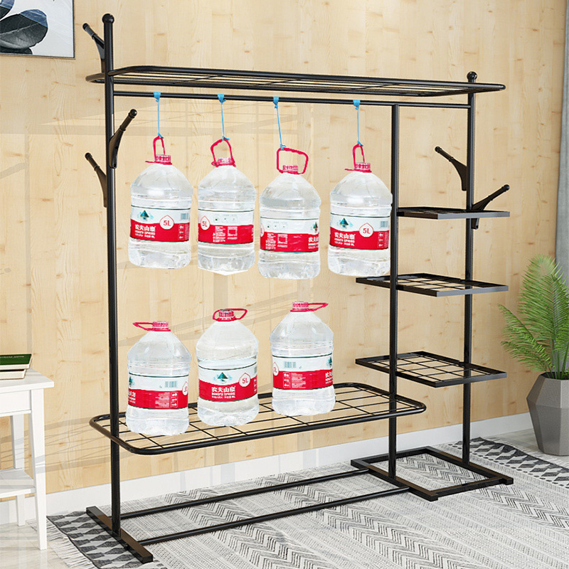 Hall coat rack with bench movable metal multifunctional clothes hanger rack coat stand