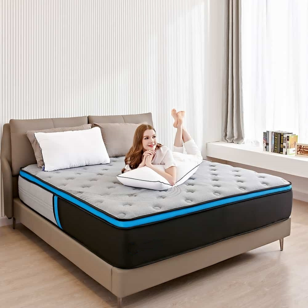 Euro Pillowtop  Mattress Hybrid-Mattress-Innerspring-and-Gel-Memory-Foam-in-a-Box