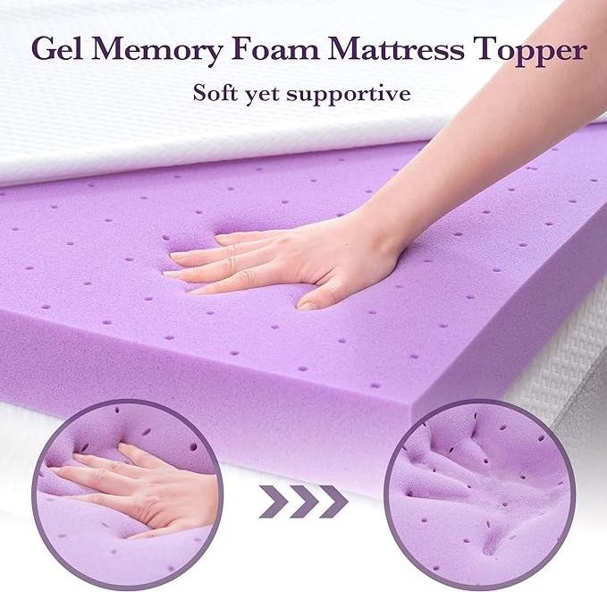 Gel Memory Foam  1.6inch Mattress Pads College Dorm Single Bed ventilated Soft Bed Topper waterproof CertiPUR-US Certified