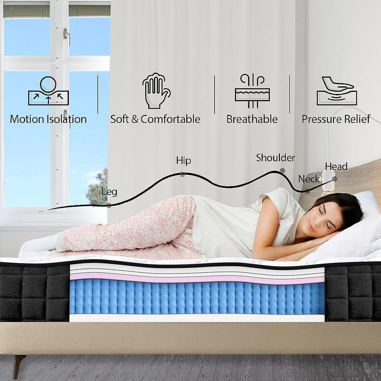 High Quality OEM Service Pocket / Bonnell Spring Mattress King Queen Twin Size Hybrid Matress Compressed In a Box From Bed Hotel