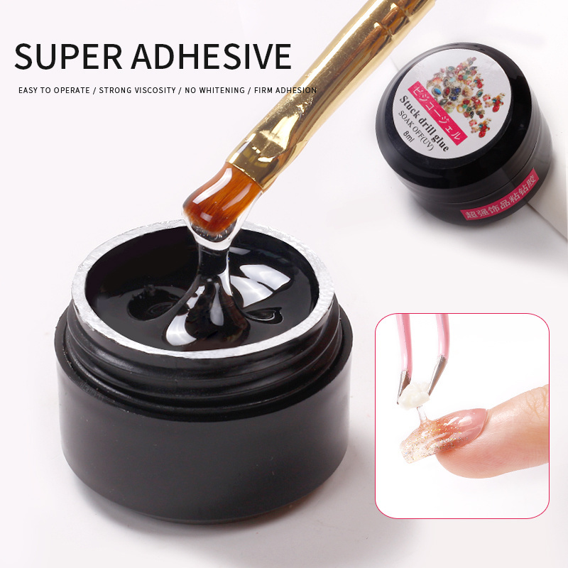 8ml Metal Jewelry Soak Off Stuck Drill Glue Sticky Diamond Nail UV Gel Decoration Adhesive Rhinestone Nail Glue