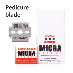 100 pieces/box of nail tools foot planer blade pedicure peeling stainless steel Double edge blade MICRA shaving