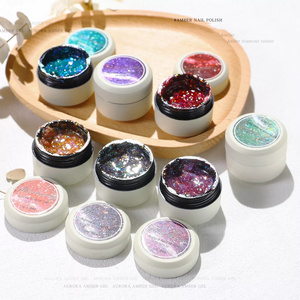 8 Color Aurora Amber Nail Gel Super Shiny Diamond Nail Polish Glue Soak Off  Buling Glaze Diamond Glitter Sequin Canned UV Gel