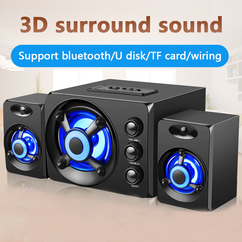 Factory Custom Desktop Computer Speaker Subwoofer Mobile Phone Mini Speaker Light 2.1 Audio Computer Bluetooth Speaker