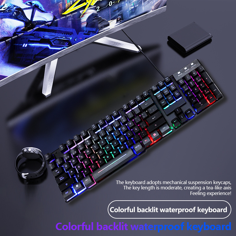 Spanish Keyboard Mouse set Mechanical Feel Backlit Keyboard Gaming 19keys Anti-ghosting Espanol LED Gaming Keyboard Mouse Combo