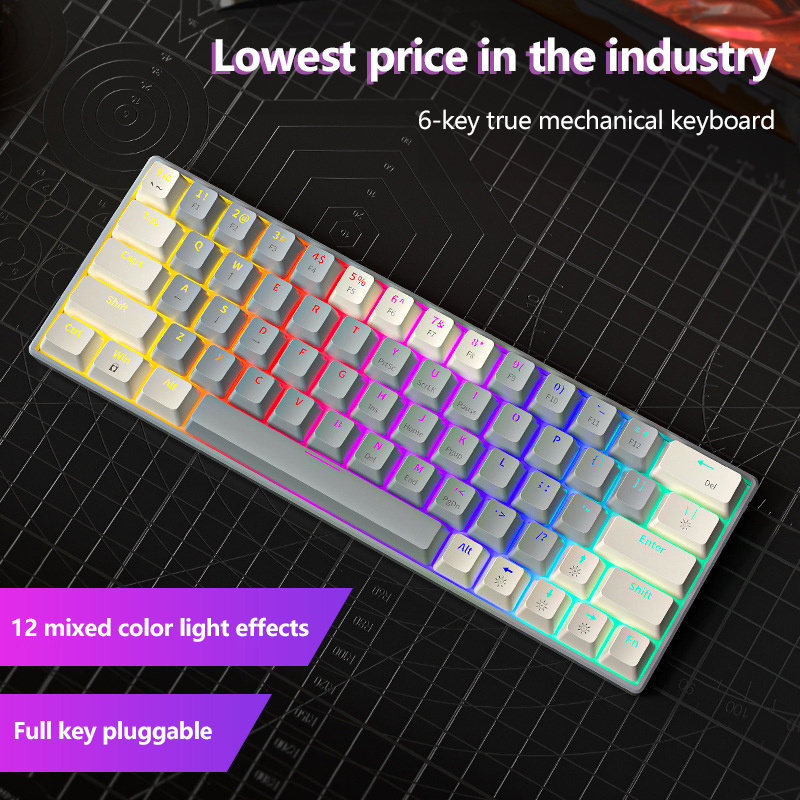 Customized 63-key Wired Gaming switch for backlit mechanical keyboard switches RGB Hot-swappable Mechanical Keyboard