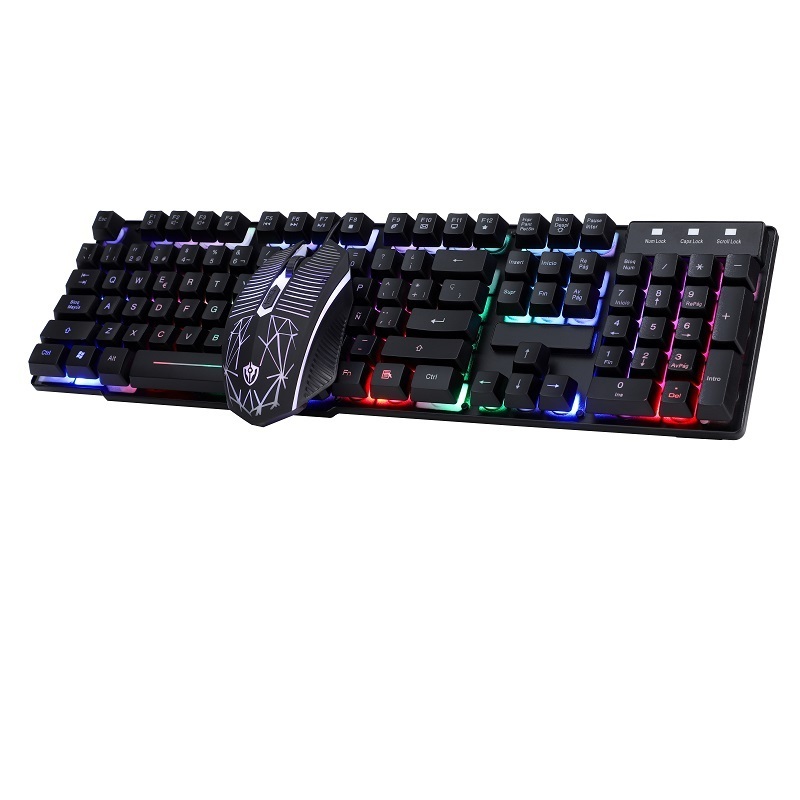 Spanish Keyboard Mouse set Mechanical Feel Backlit Keyboard Gaming 19keys Anti-ghosting Espanol LED Gaming Keyboard Mouse Combo