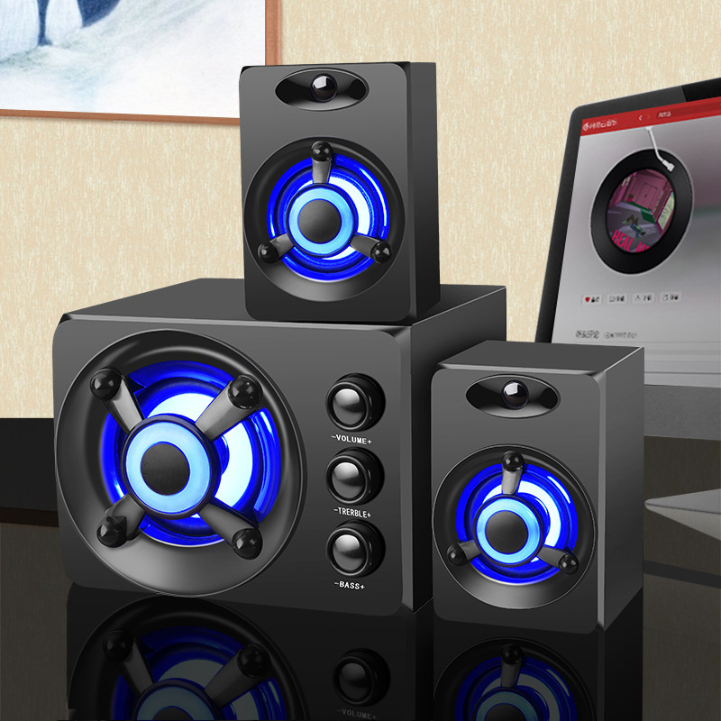 Factory Custom Desktop Computer Speaker Subwoofer Mobile Phone Mini Speaker Light 2.1 Audio Computer Bluetooth Speaker