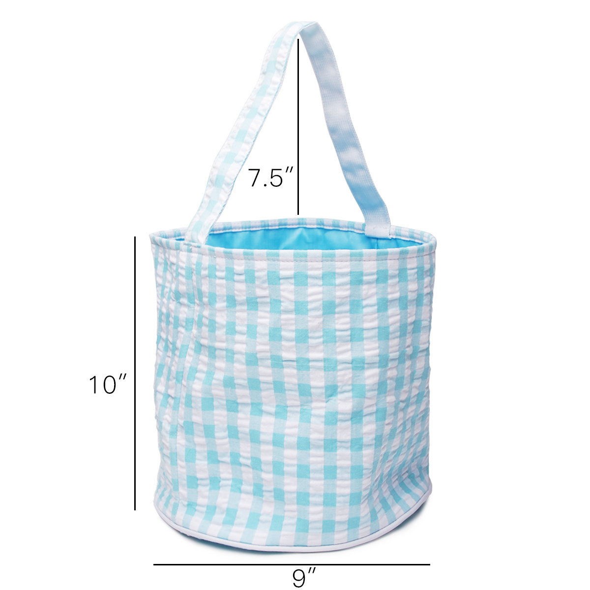 Wholesale Monogram Easter Basket Personalized Seersucker Gingham Buckets Cute Candy Basket for Kids DMA31510