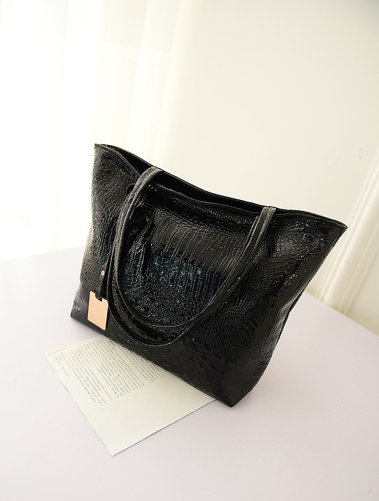 Fashion Crocodile Pattern Shoulder PU Leather Ladies Handbag With Zipper Large Capacity Women's Tote Bag