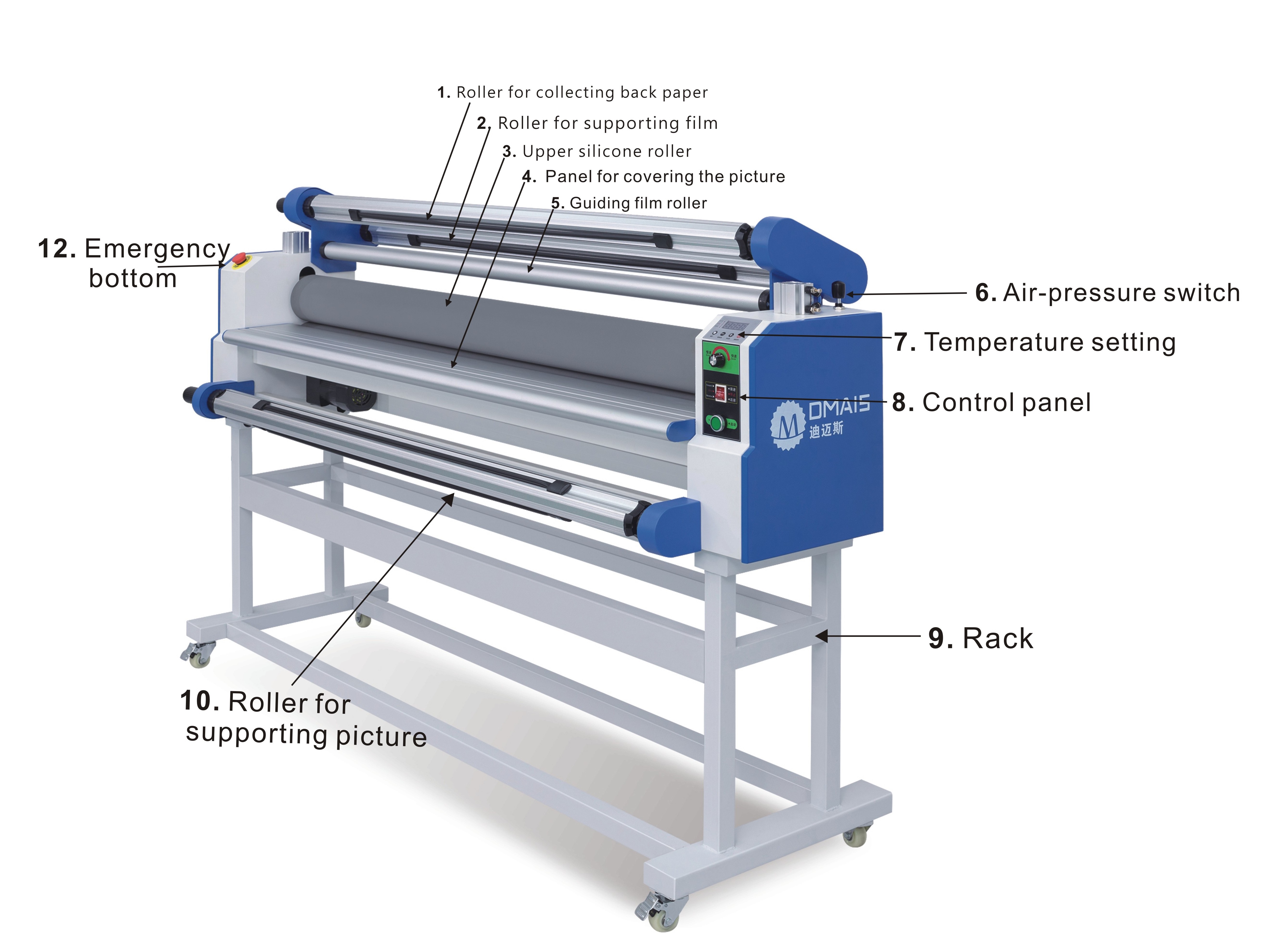 DMS-1680A Film Lamination Machinery Vinyl Laminating With 60 degree Roll to Roll Automatic Laminator Machine