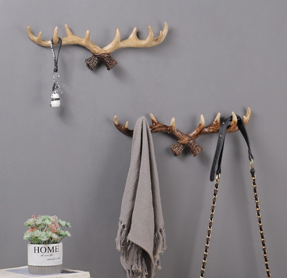 American retro antler decoration wall hanging coat rack creative hook multifunctional