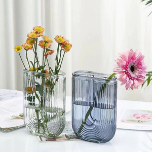 French romantic Flower Arrangement Glass Vase U Shape Simple Glass Vase