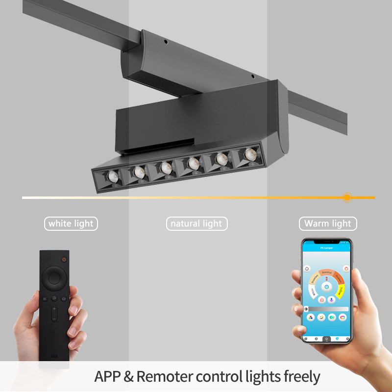 2021 magnetic lights track remote control wifi gu10 commercial shopping mall office showroom cob led track light