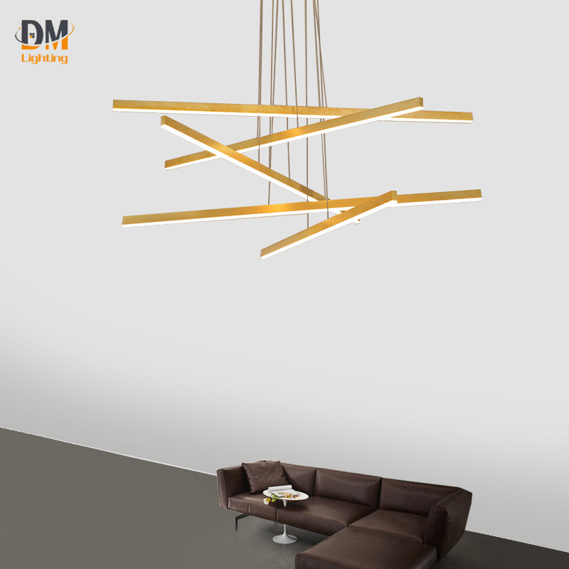 Modern adjustable chandeliers flush mounted ceiling minimalist decorative golden lighting LED pendant light for Villa