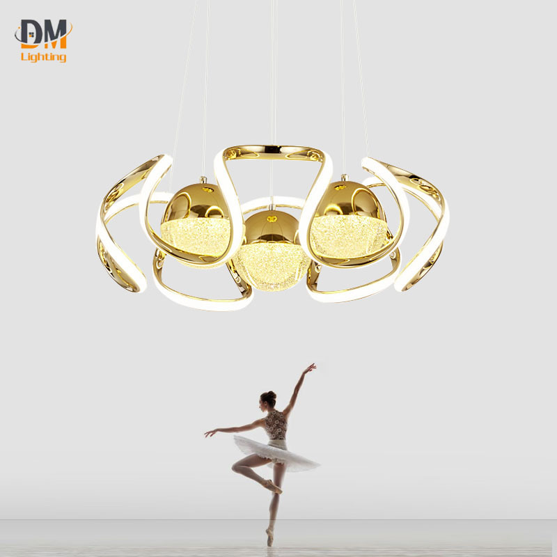 Gold Popular Welcomed Design Style Glass Gold Industrial Light Chandelier Pendant Ring Light Led