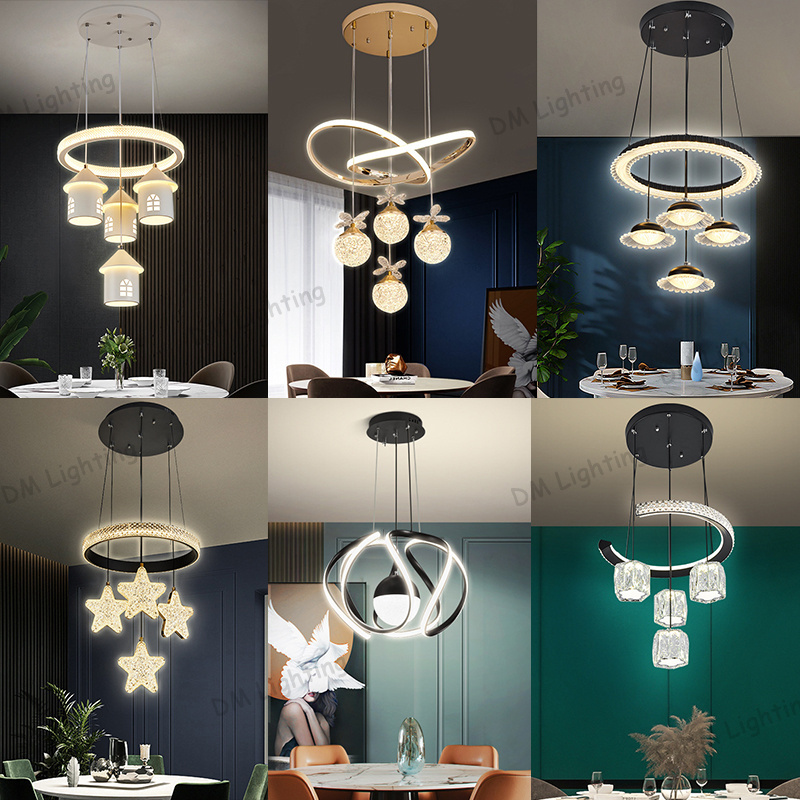 Gold Popular Welcomed Design Style Glass Gold Industrial Light Chandelier Pendant Ring Light Led