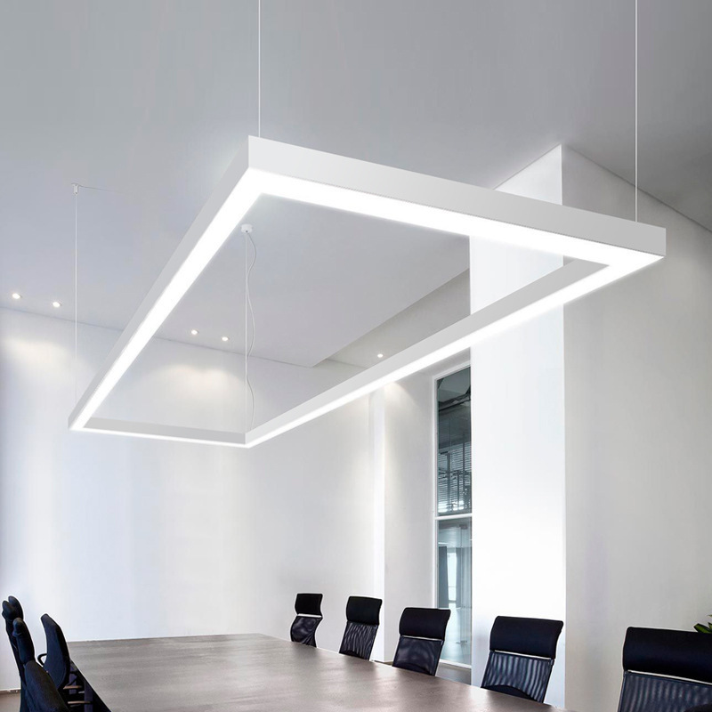 Factory Square Office Lamp Led Linear Rectangle commercial pendant lighting Light Fixture Modern