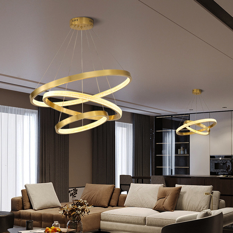 Led All Bronze Glow Inside Out Round Decorative Pendant Lights Living Room Ring Ceiling Modern Chandelier Luxury