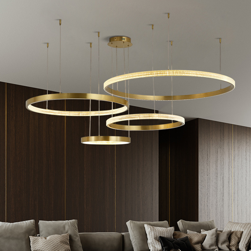 Led All Bronze Glow Inside Out Round Decorative Pendant Lights Living Room Ring Ceiling Modern Chandelier Luxury