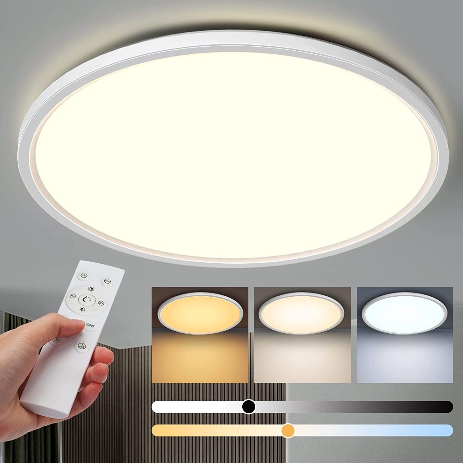 Ultra Thin 2cm Rgb Round Flush Mount Panel Light Fixtures Indoor Home Lamp 24w Led Ceiling Light