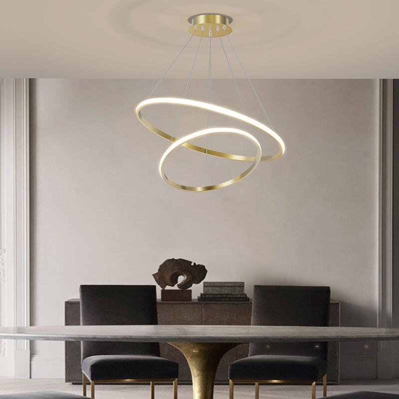 Custom Lighting Modern Led Chandelier Bedroom Hotel Project Round Ring Iron Led Circle Ring Pendant Light