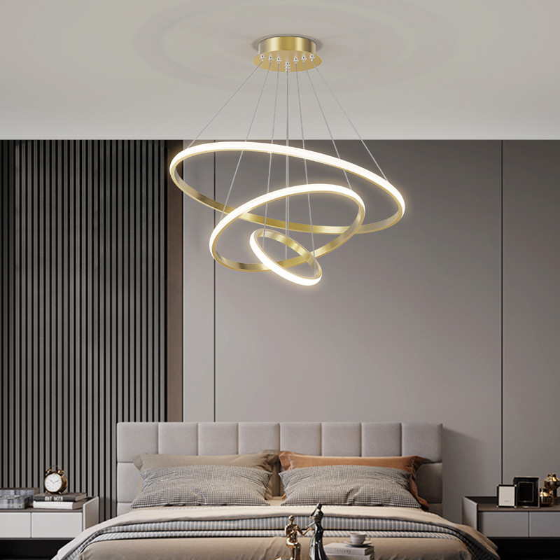 Custom Lighting Modern Led Chandelier Bedroom Hotel Project Round Ring Iron Led Circle Ring Pendant Light