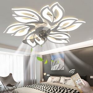 Modern Indoor 110v 220v  LED Smart 3 Light Colo Remote Control Dimming Ceiling Fan With Light