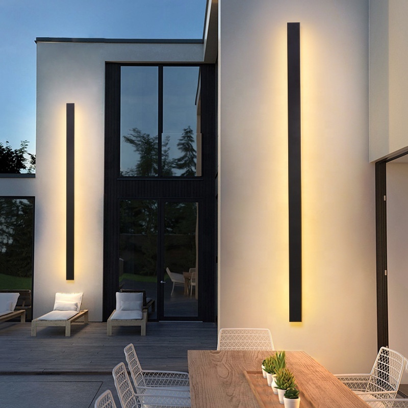 Modern Outdoor Long Strip Led Linear Wall Light Ip65 Waterproof Garden Smart Wall Lamp Wall Sconce