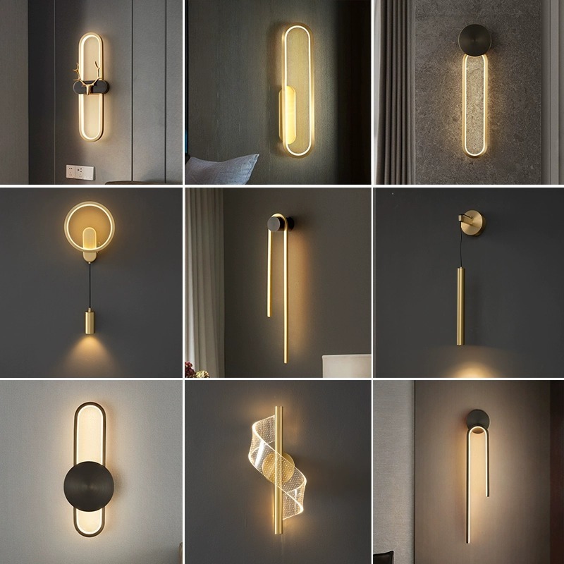 Modern Indoor Led Wall Light Bedroom Living Room Home Wall Sconce Hotel Decorative Copper Wall Lamps