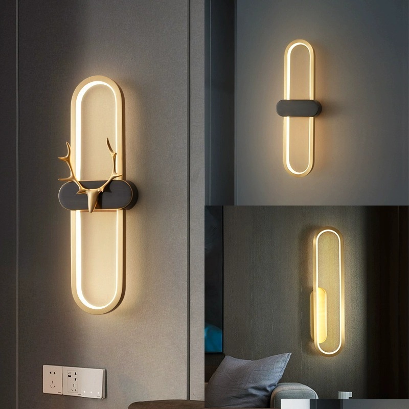 Modern Indoor Led Wall Light Bedroom Living Room Home Wall Sconce Hotel Decorative Copper Wall Lamps