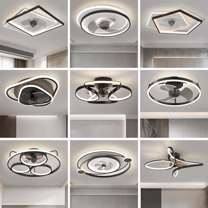 60w Black Living Room Decorate Modern Indoor Retractable Led Ceiling Fans Light