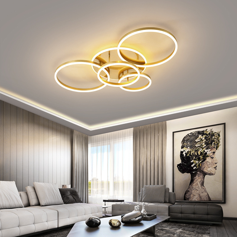 2024 New 108w Nordic Iron Living Room Bedroom Ring Home Interior Decorative Led Ceiling Light Lamp Modern