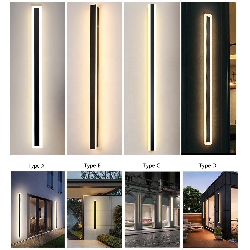 Modern Outdoor Long Strip Led Linear Wall Light Ip65 Waterproof Garden Smart Wall Lamp Wall Sconce